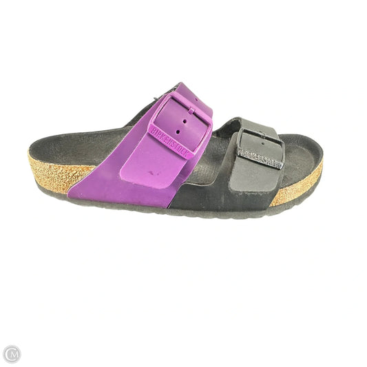Sandals Flats By Birkenstock In Black & Purple, Size: 8