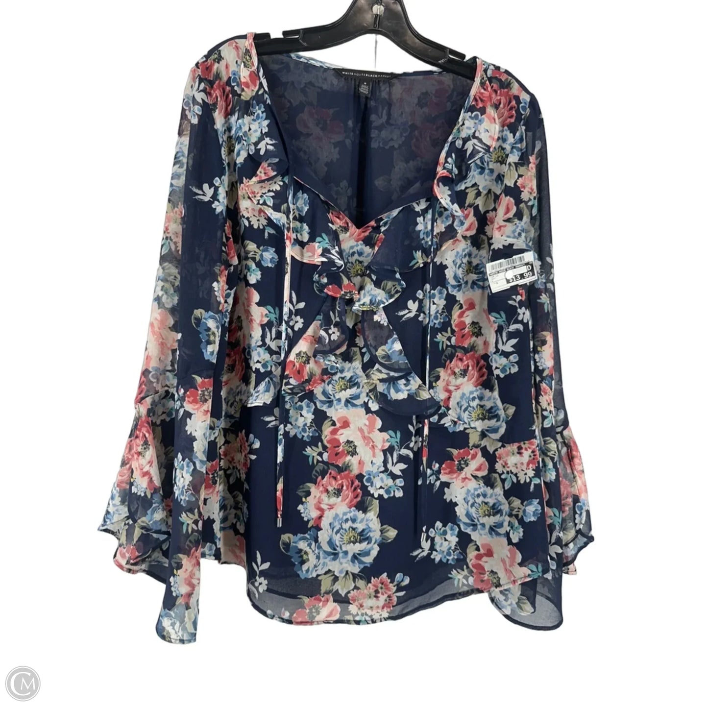 Top Long Sleeve By White House Black Market In Navy, Size: 8