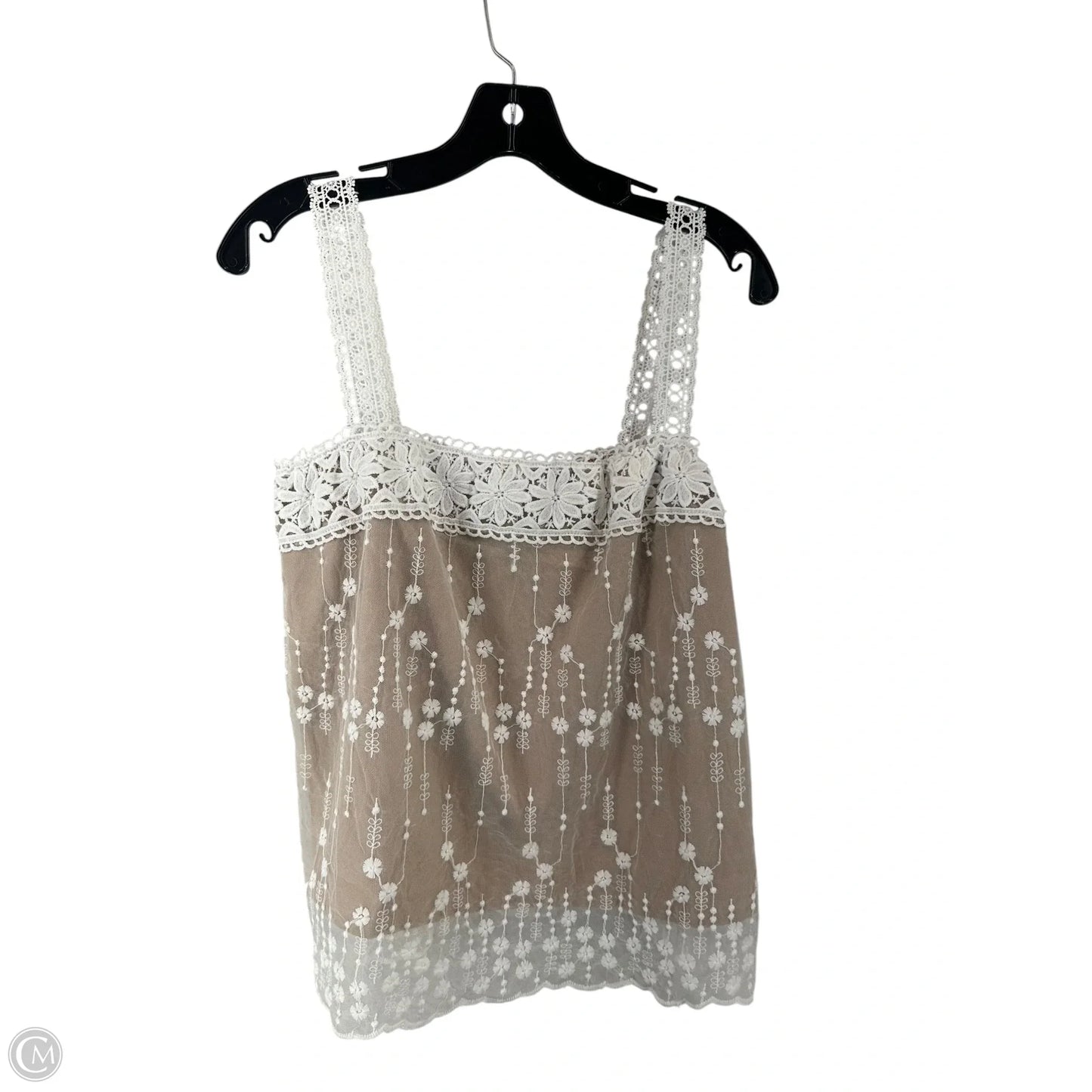 Top Sleeveless By Clothes Mentor In Tan & White, Size: M