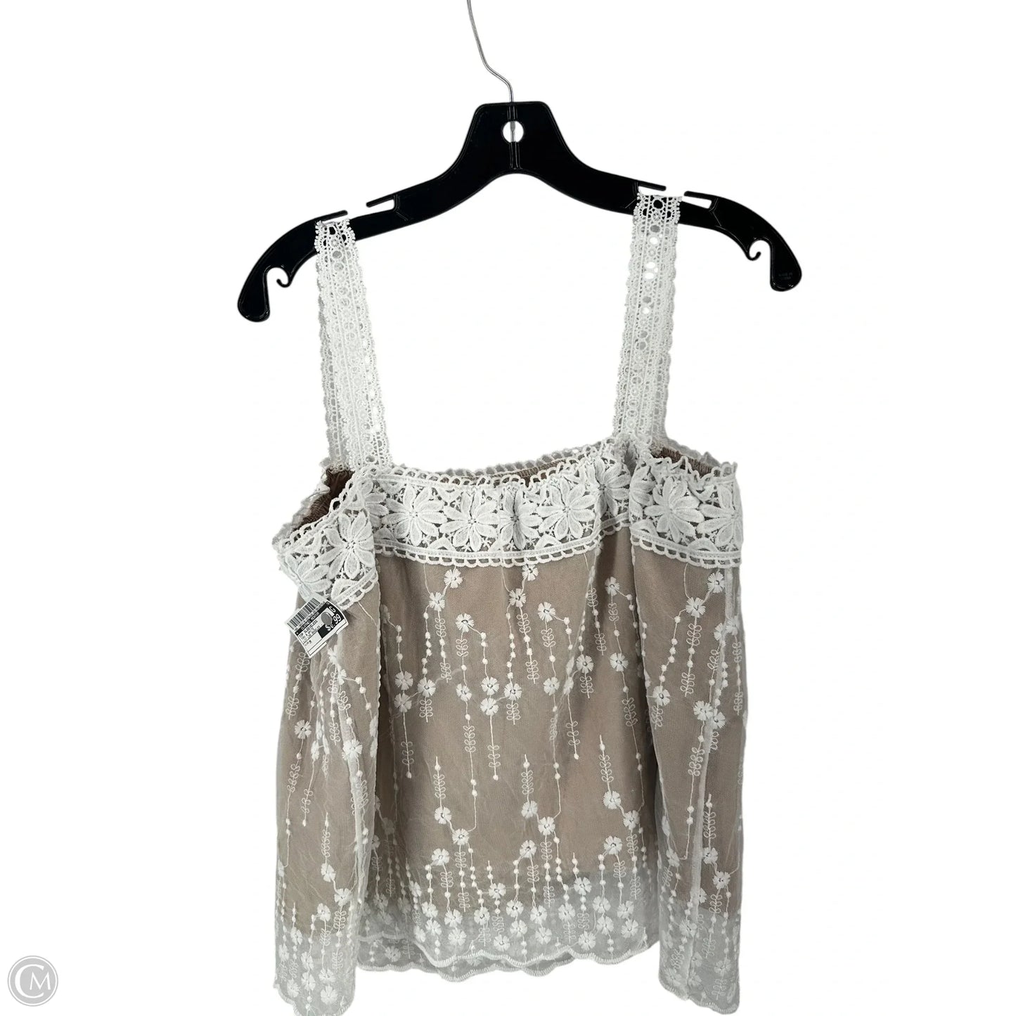 Top Sleeveless By Clothes Mentor In Tan & White, Size: M