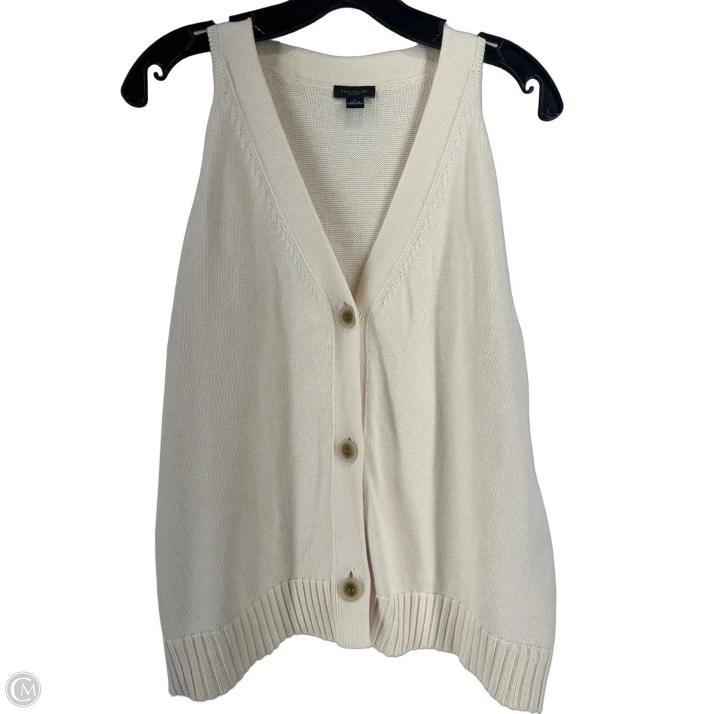 Vest Sweater By Ann Taylor In Cream, Size: Xl