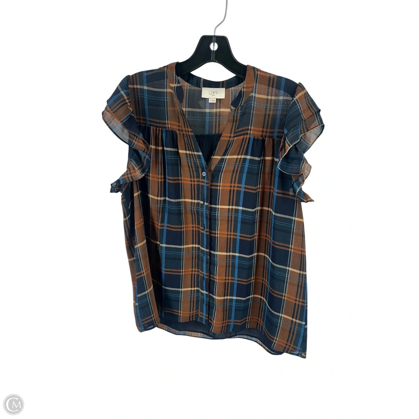 Top Sleeveless By Loft In Plaid Pattern, Size: M