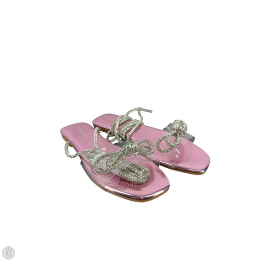 Sandals Flats By Top Moda In Pink & Silver, Size: 5.5