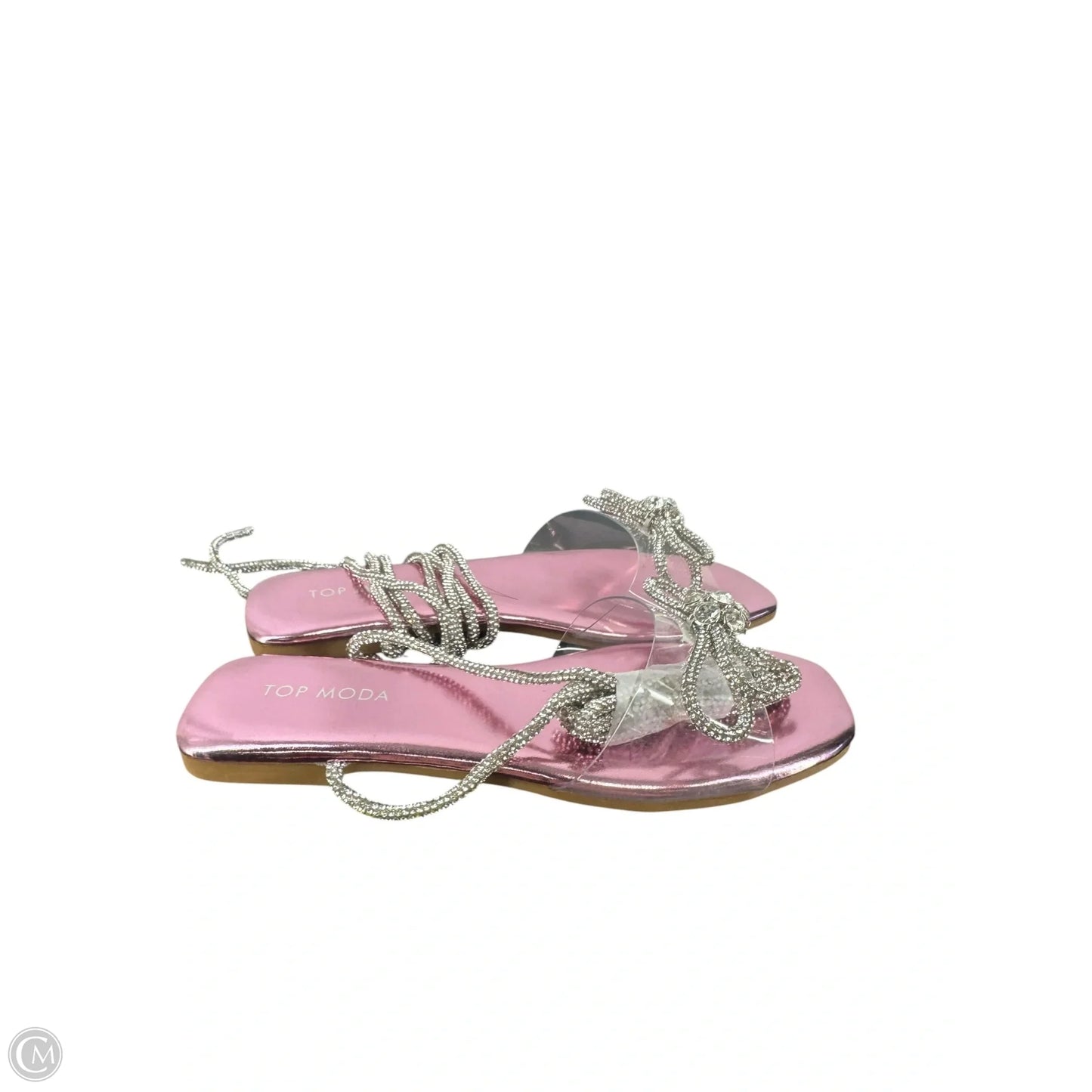 Sandals Flats By Top Moda In Pink & Silver, Size: 5.5