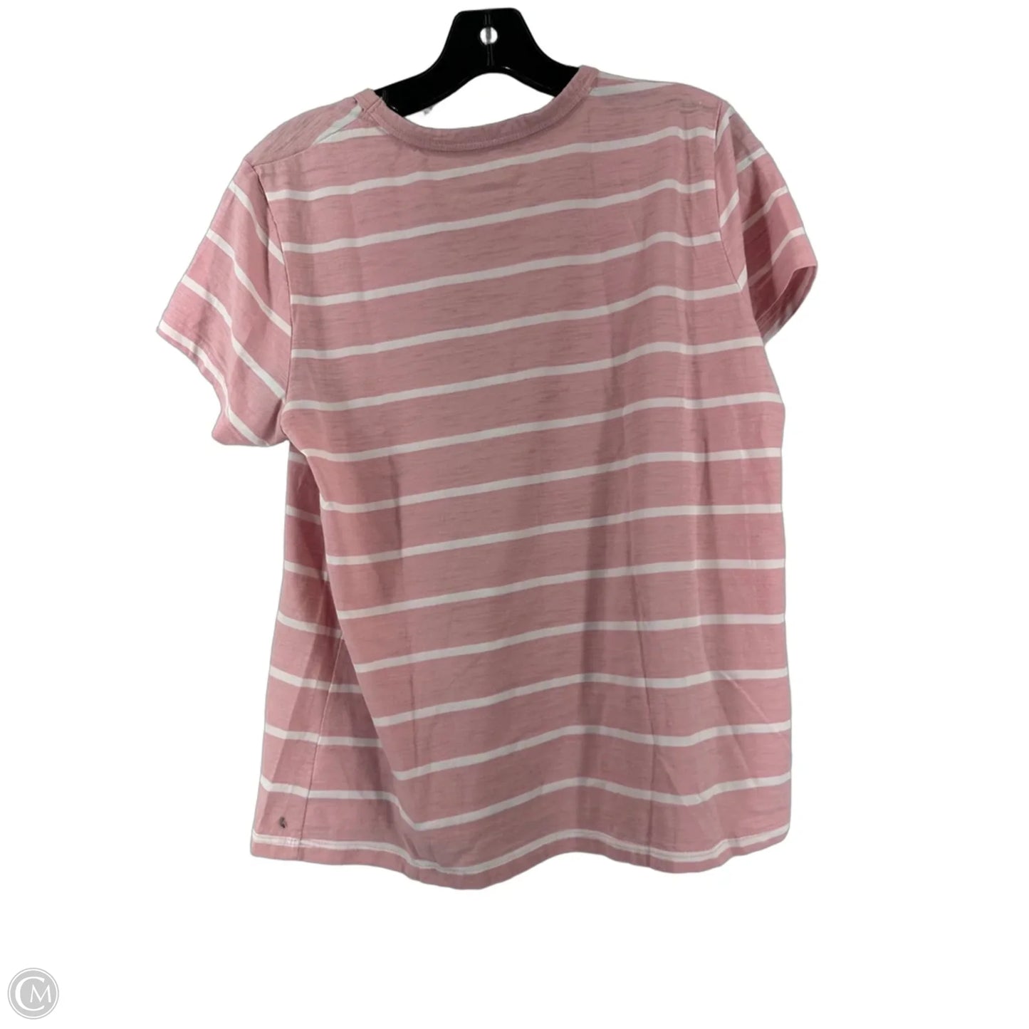 Top Short Sleeve By Time And Tru In Pink & White, Size: L