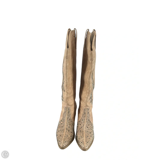 Boots Knee Heels By Sugar In Tan, Size: 9.5