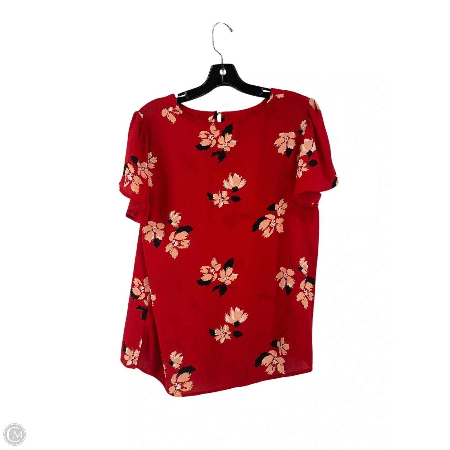 Blouse Short Sleeve By Liz Claiborne In Red, Size: M