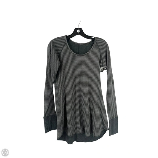 Athletic Top Long Sleeve Collar By Lululemon In Black & Grey, Size: M