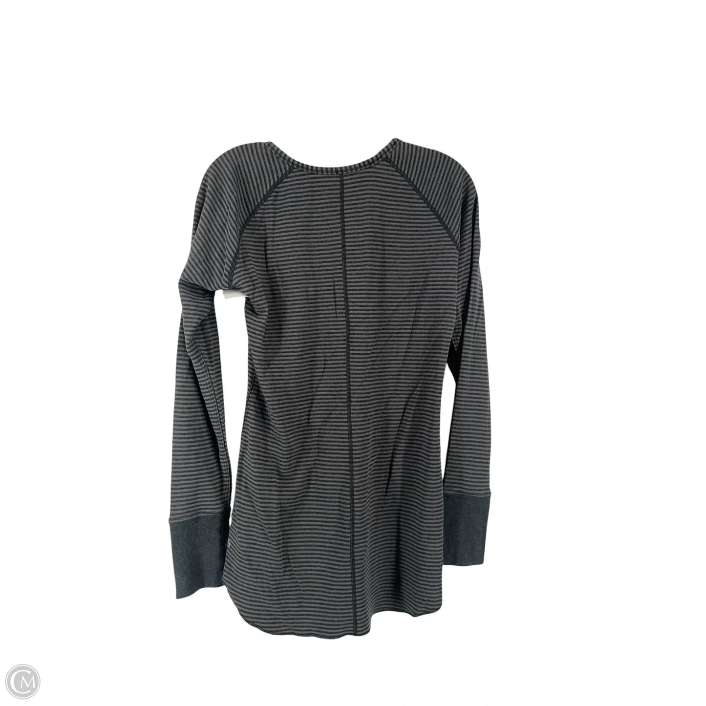 Athletic Top Long Sleeve Collar By Lululemon In Black & Grey, Size: M