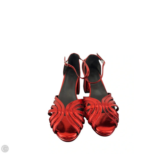 Sandals Heels Block By Clothes Mentor In Red, Size: 8