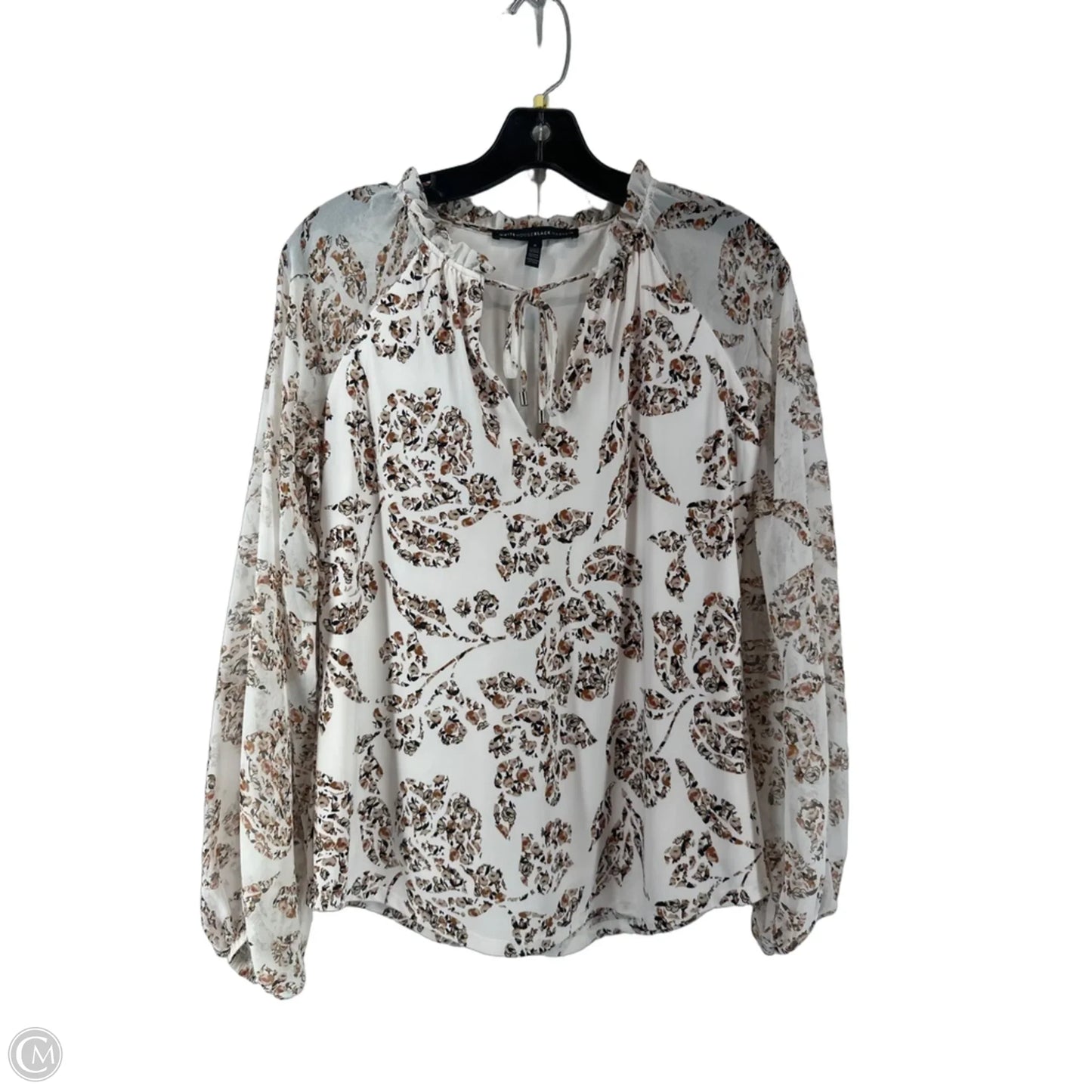 Top Long Sleeve By White House Black Market In Brown & Cream, Size: S