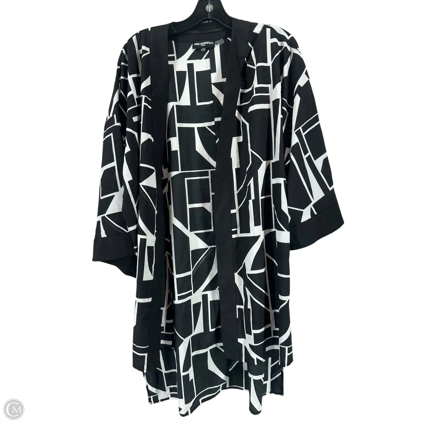 Cardigan Designer By Karl Lagerfeld In Black & White, Size: M