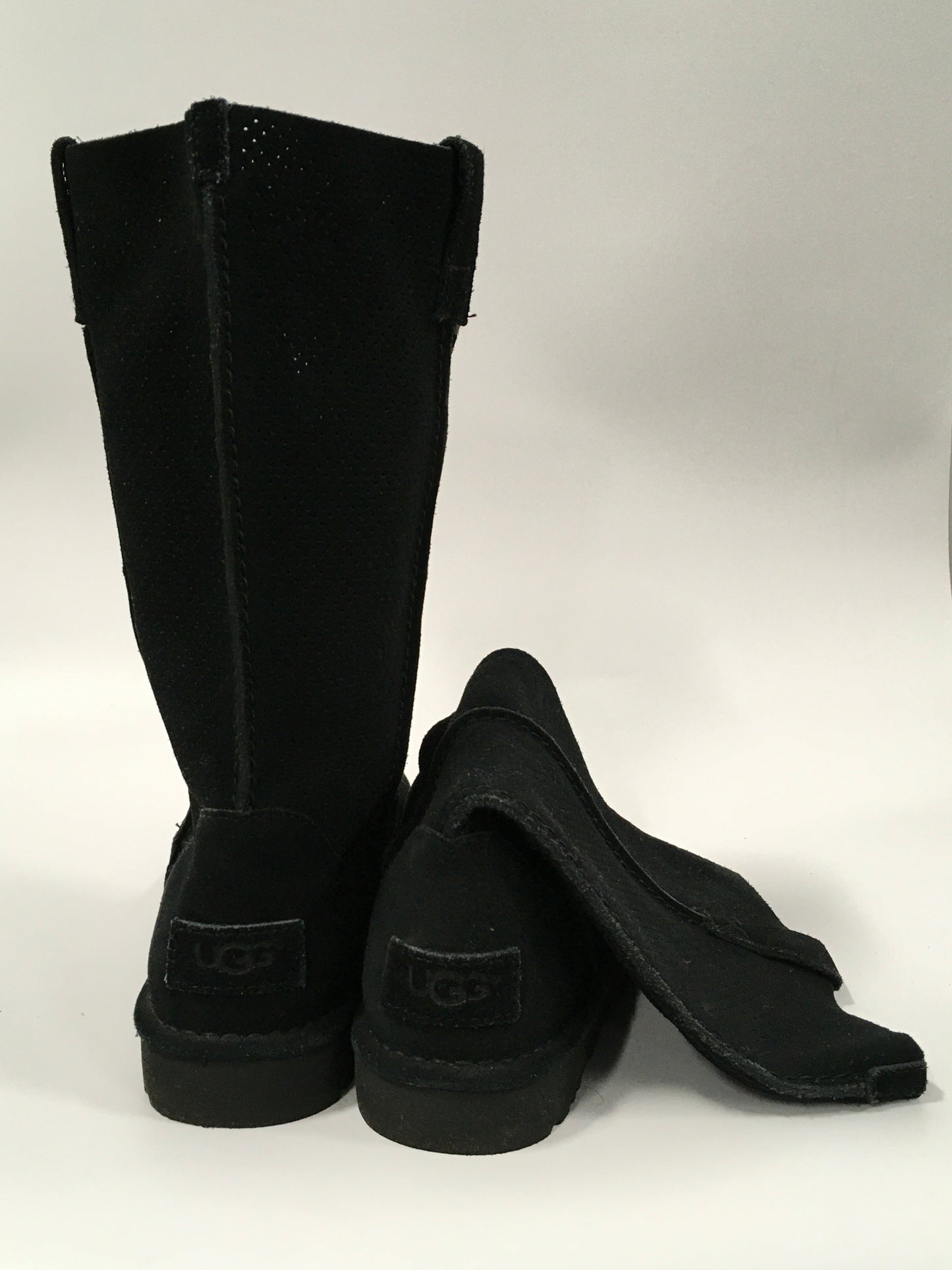 Black Boots Mid-calf Flats Ugg, Size 8