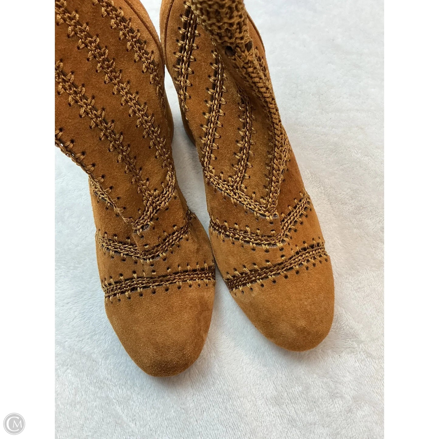 Boots Ankle Heels By Clothes Mentor In Brown, Size: 7.5