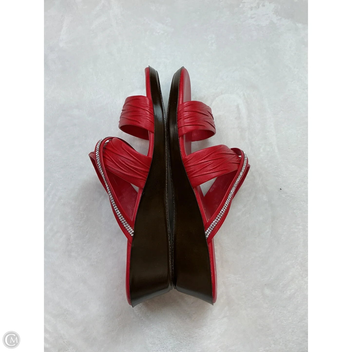 Sandals Heels Wedge By Italian Shoemakers In Red, Size: 9