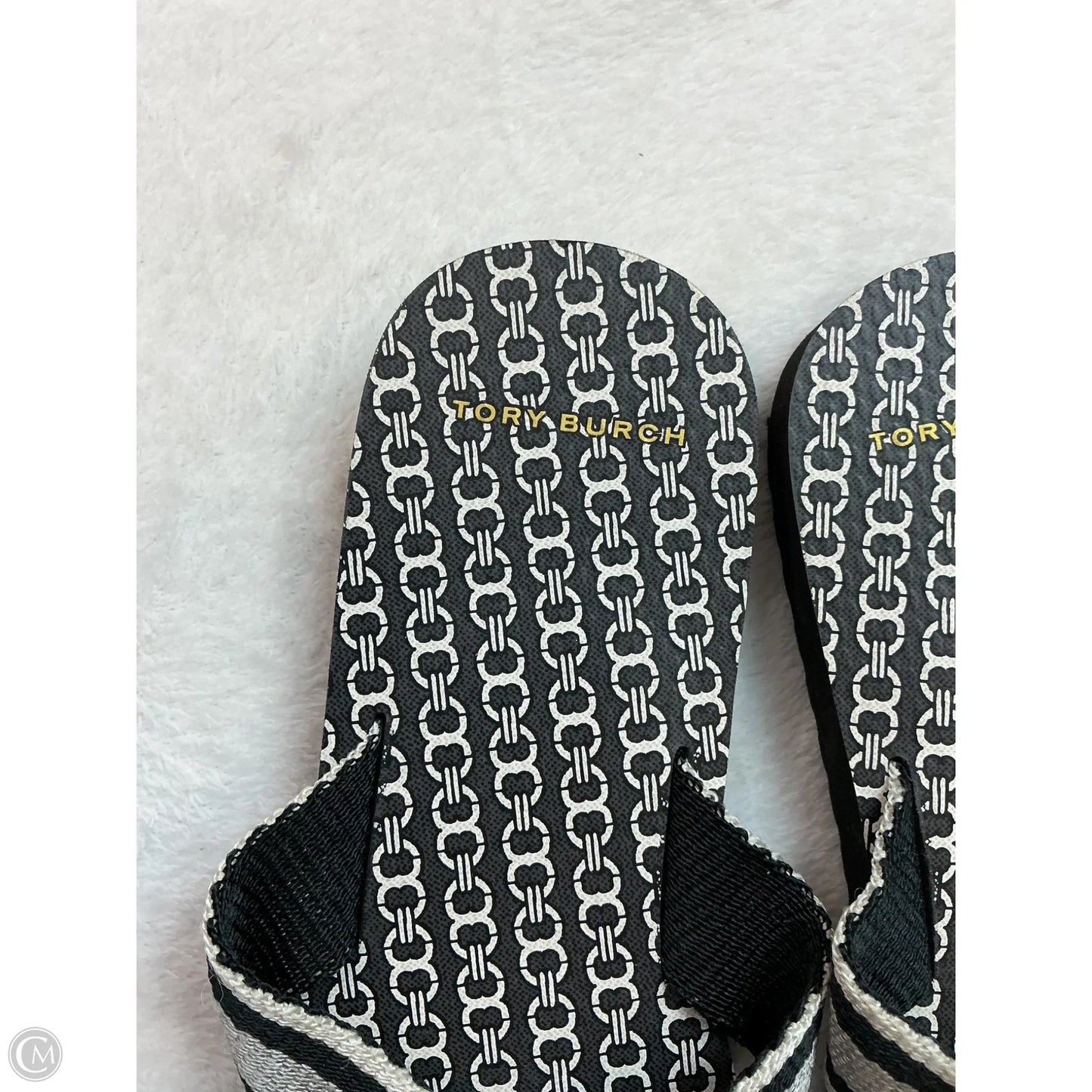 Sandals Designer By Tory Burch In Black & Cream, Size: 11