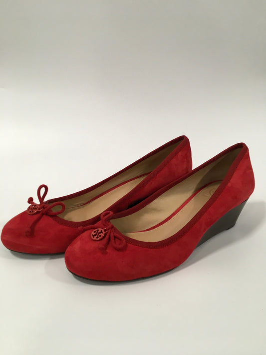 Red Shoes Heels Wedge Tory Burch, Size 8.5