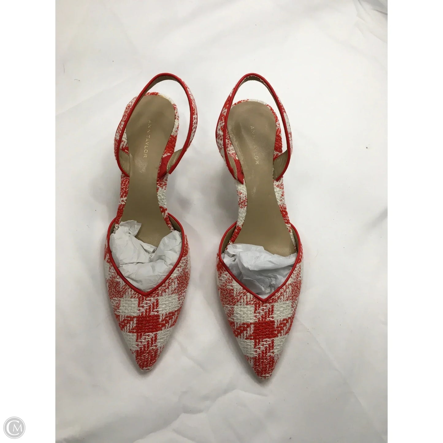 Shoes Heels Kitten By Ann Taylor In Orange & White, Size: 7