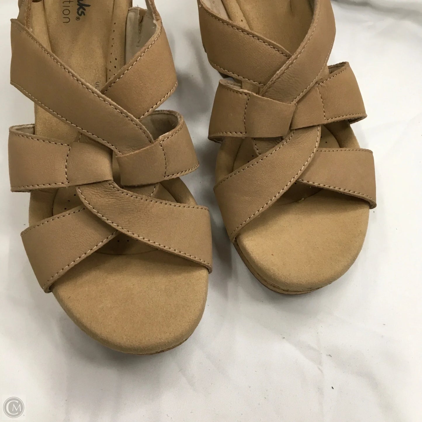 Sandals Heels Wedge By Clarks In Tan, Size: 9
