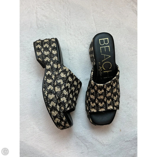 Sandals Heels Platform By Clothes Mentor In Black & Tan, Size: 8