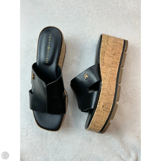 Sandals Heels Platform By Tommy Hilfiger In Black, Size: 8.5
