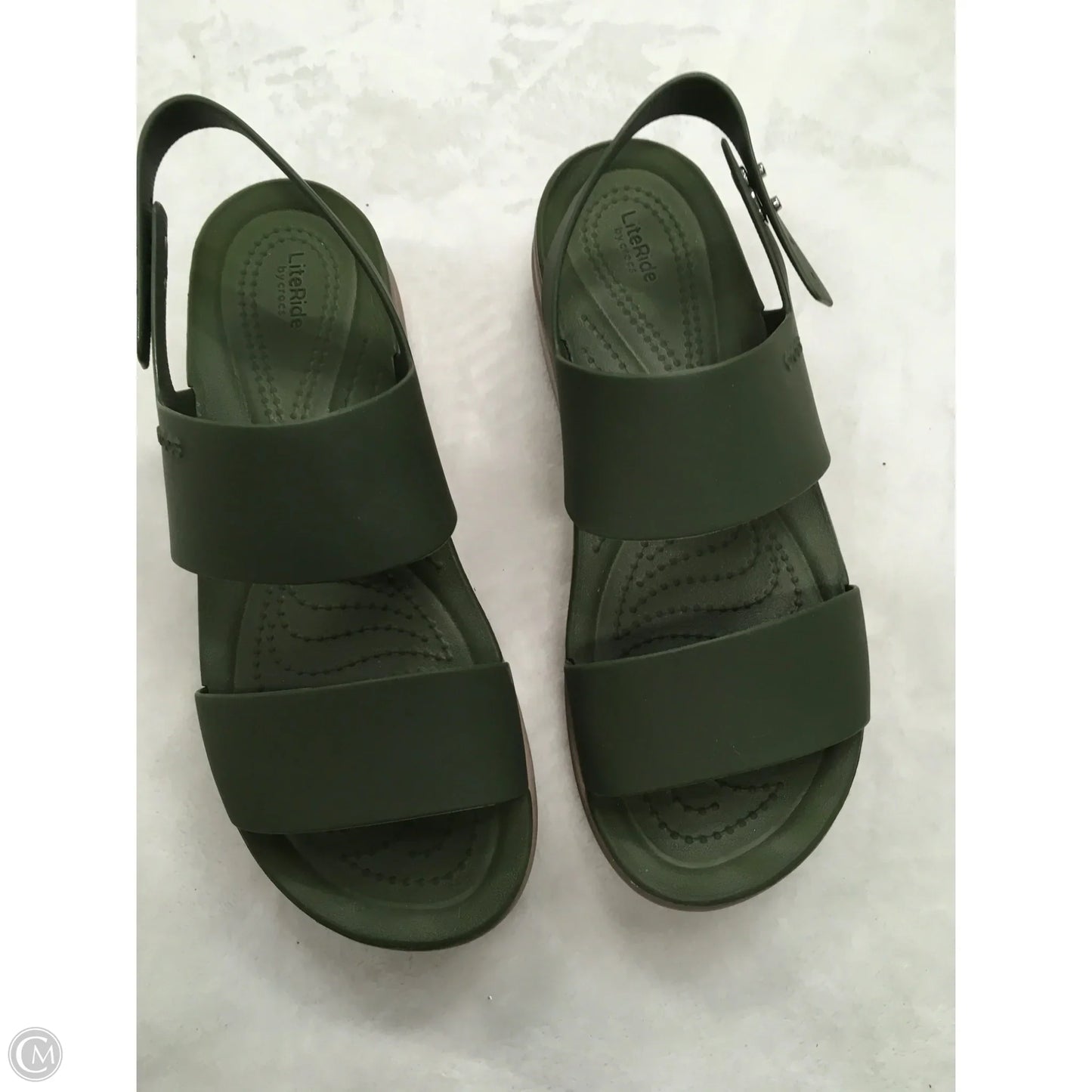 Sandals Heels Platform By Crocs In Green, Size: 8