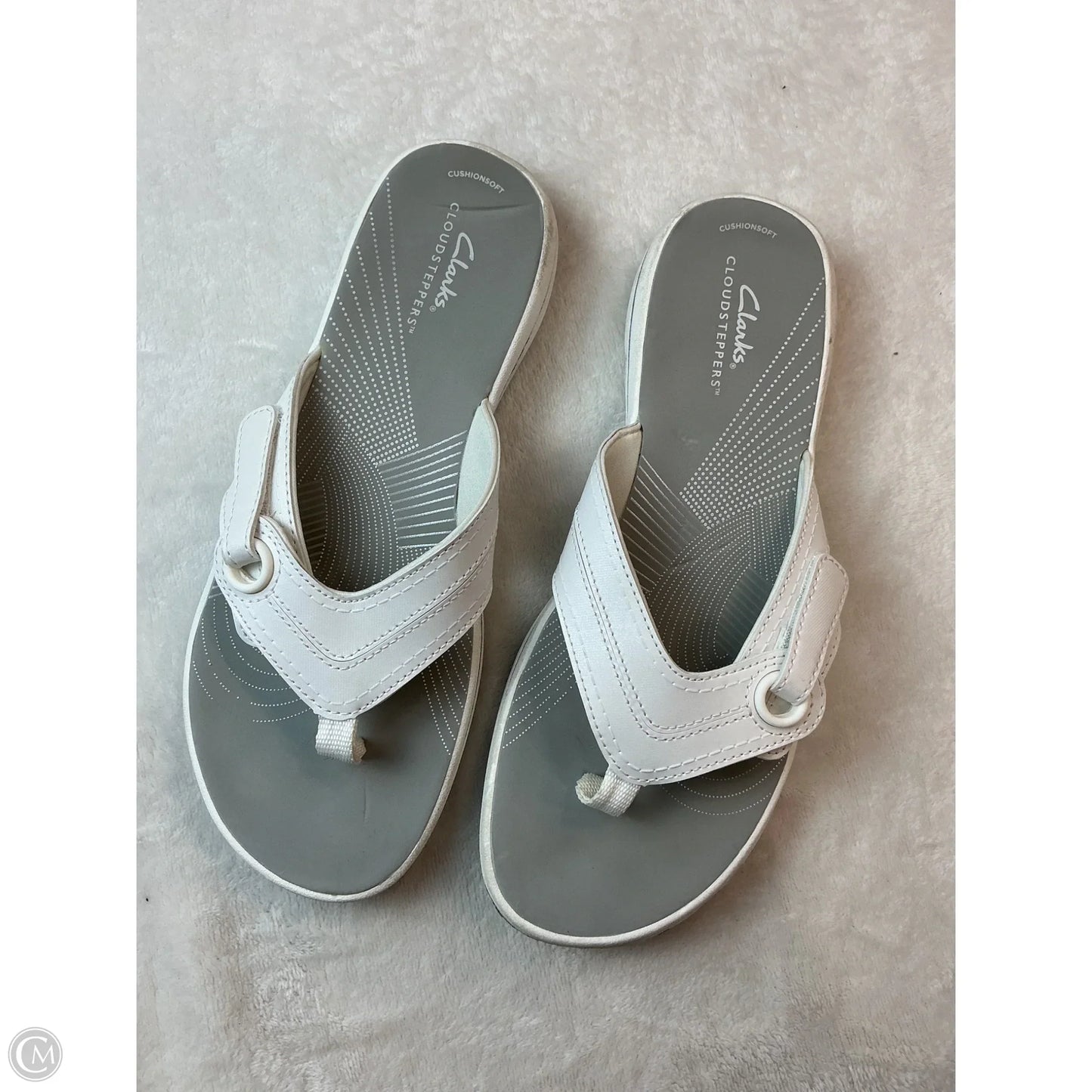 Sandals Flip Flops By Clarks In White, Size: 8.5