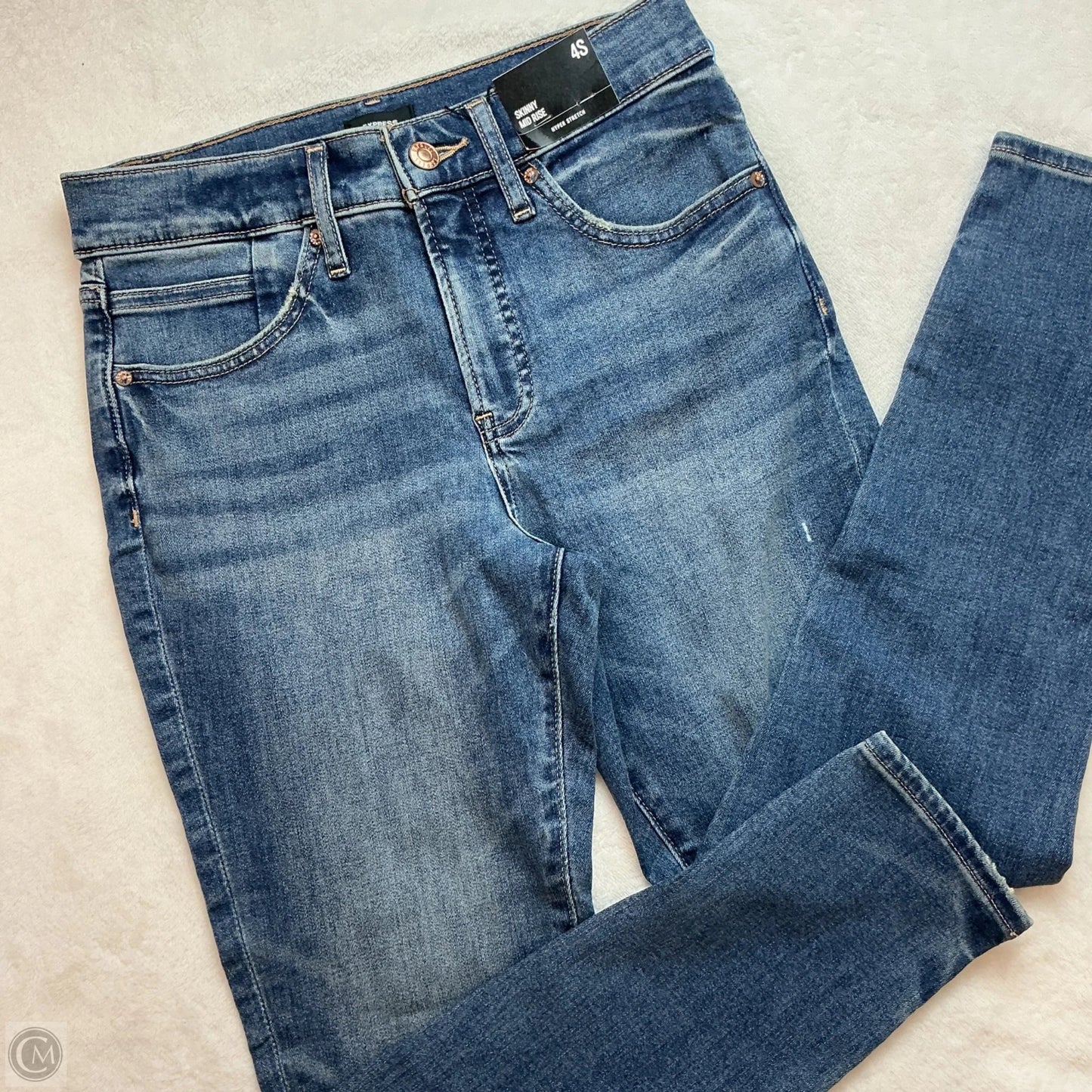 Jeans Skinny By Express In Blue Denim, Size: 4