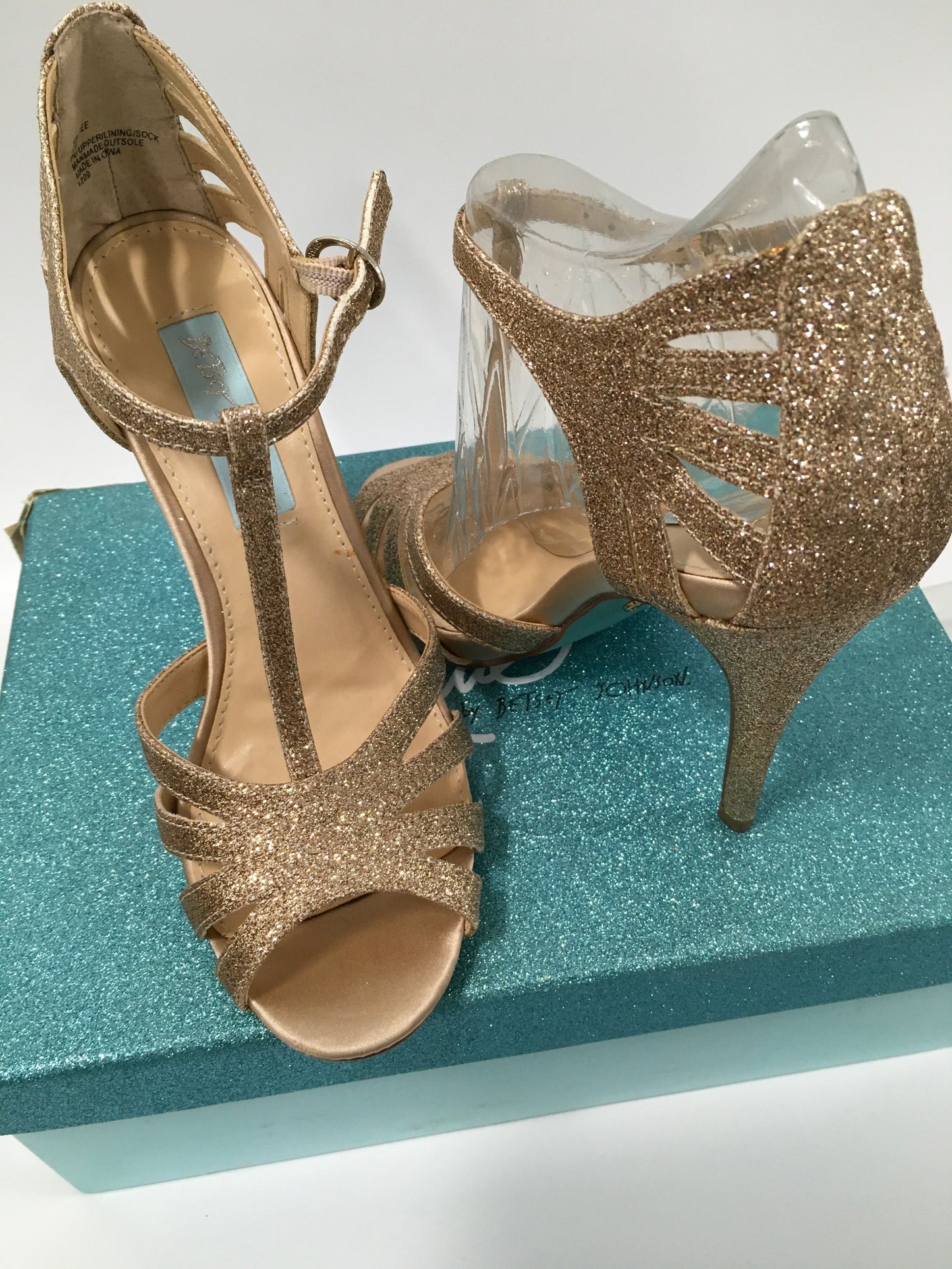 Shoes Heels Stiletto By Betsey Johnson In Gold, Size: 5.5