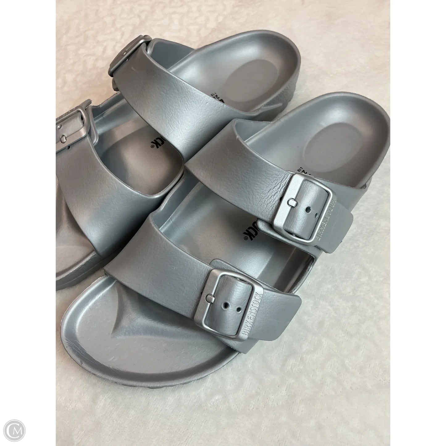 Sandals Flats By Birkenstock In Grey, Size: 10