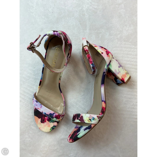 Sandals Heels Block By Dream Pairs In Floral Print, Size: 8