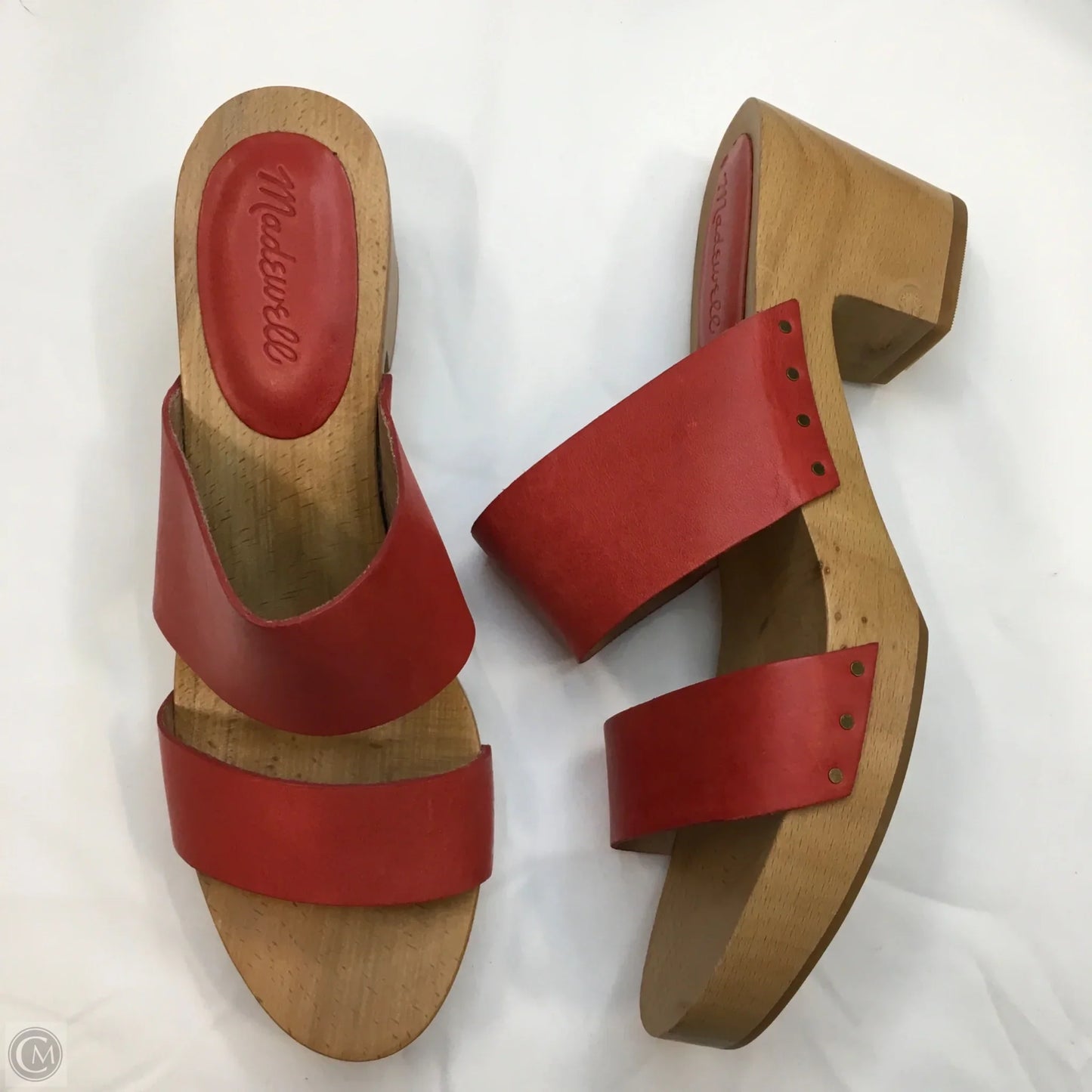 Sandals Heels Block By Madewell In Brown & Red, Size: 9