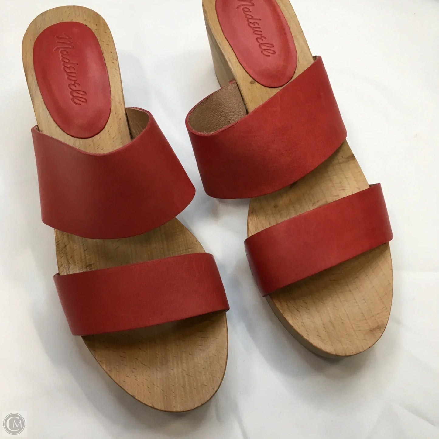 Sandals Heels Block By Madewell In Brown & Red, Size: 9