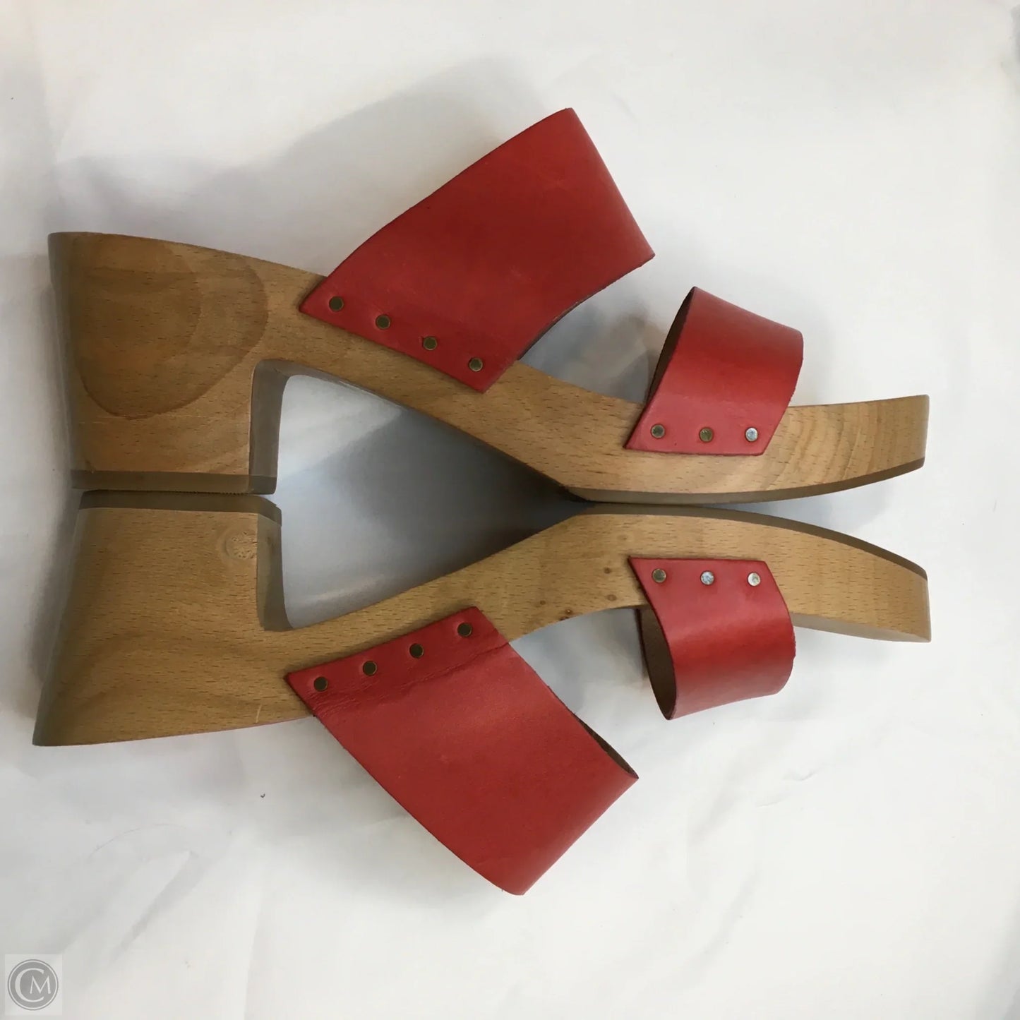 Sandals Heels Block By Madewell In Brown & Red, Size: 9