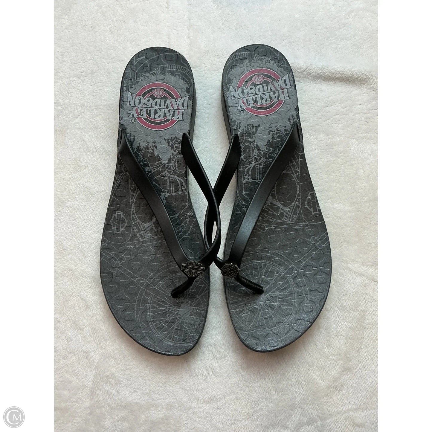 Sandals Flip Flops By Harley Davidson In Black, Size: 10