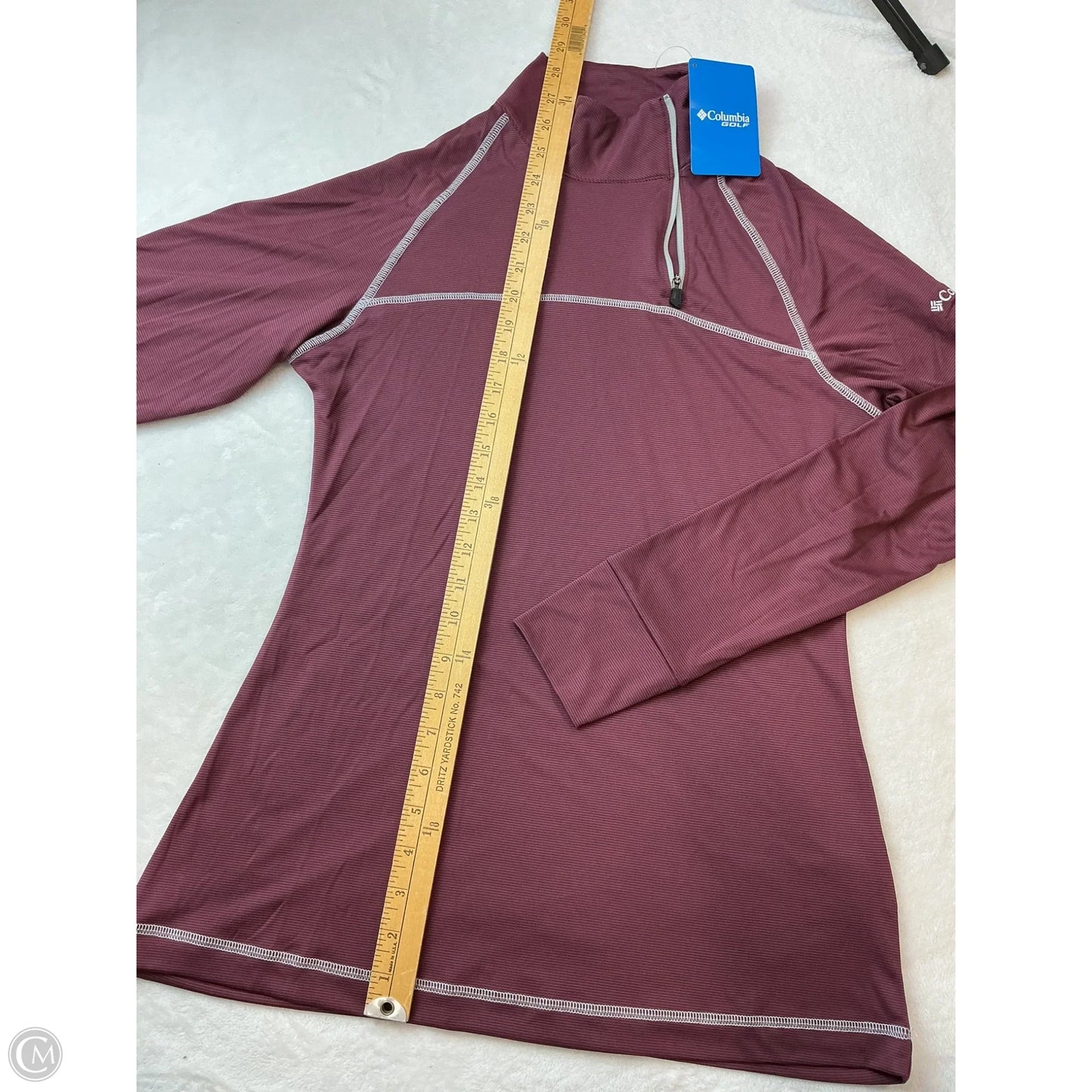 Athletic Top Long Sleeve Collar By Columbia In Maroon, Size: M