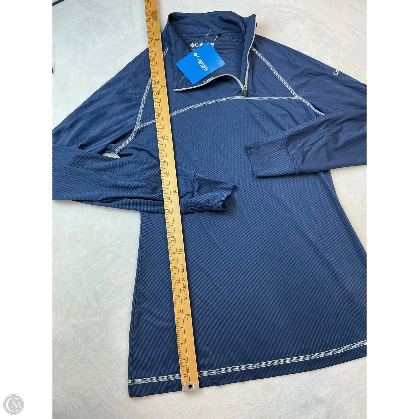 Athletic Top Long Sleeve Collar By Columbia In Blue, Size: M