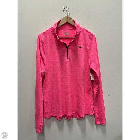 Athletic Top Long Sleeve Collar By Under Armour In Pink, Size: Xl