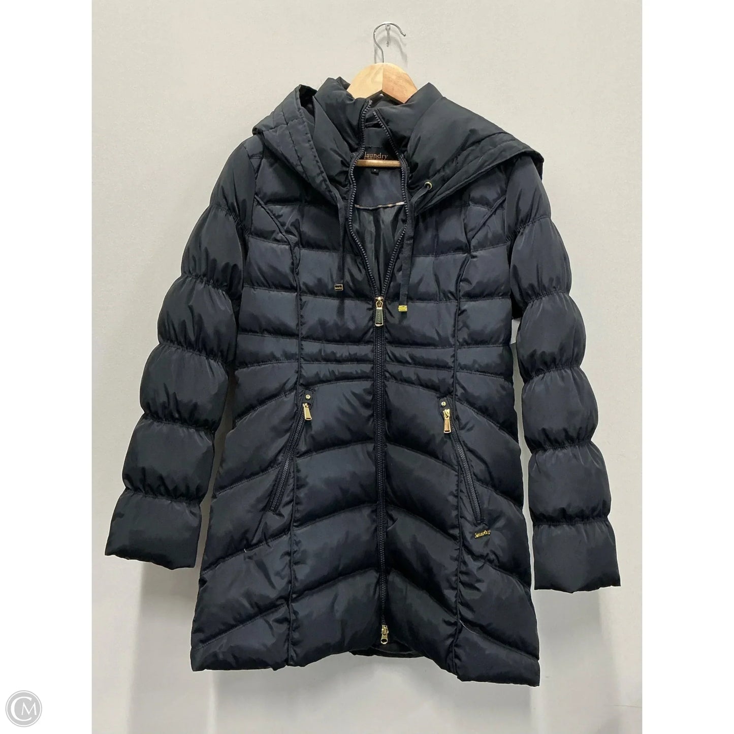 Coat Puffer & Quilted By Laura Ashley In Navy, Size: S