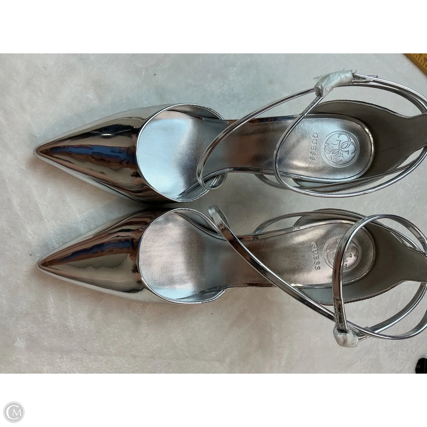 Shoes Heels Stiletto By Guess In Silver, Size: 11