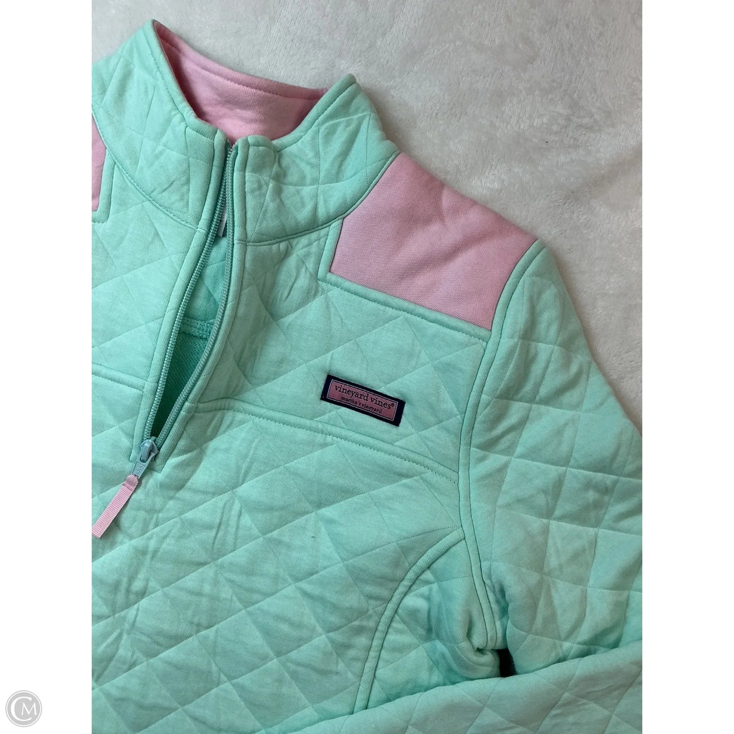 Sweatshirt Collar By Vineyard Vines In Green & Pink, Size: S