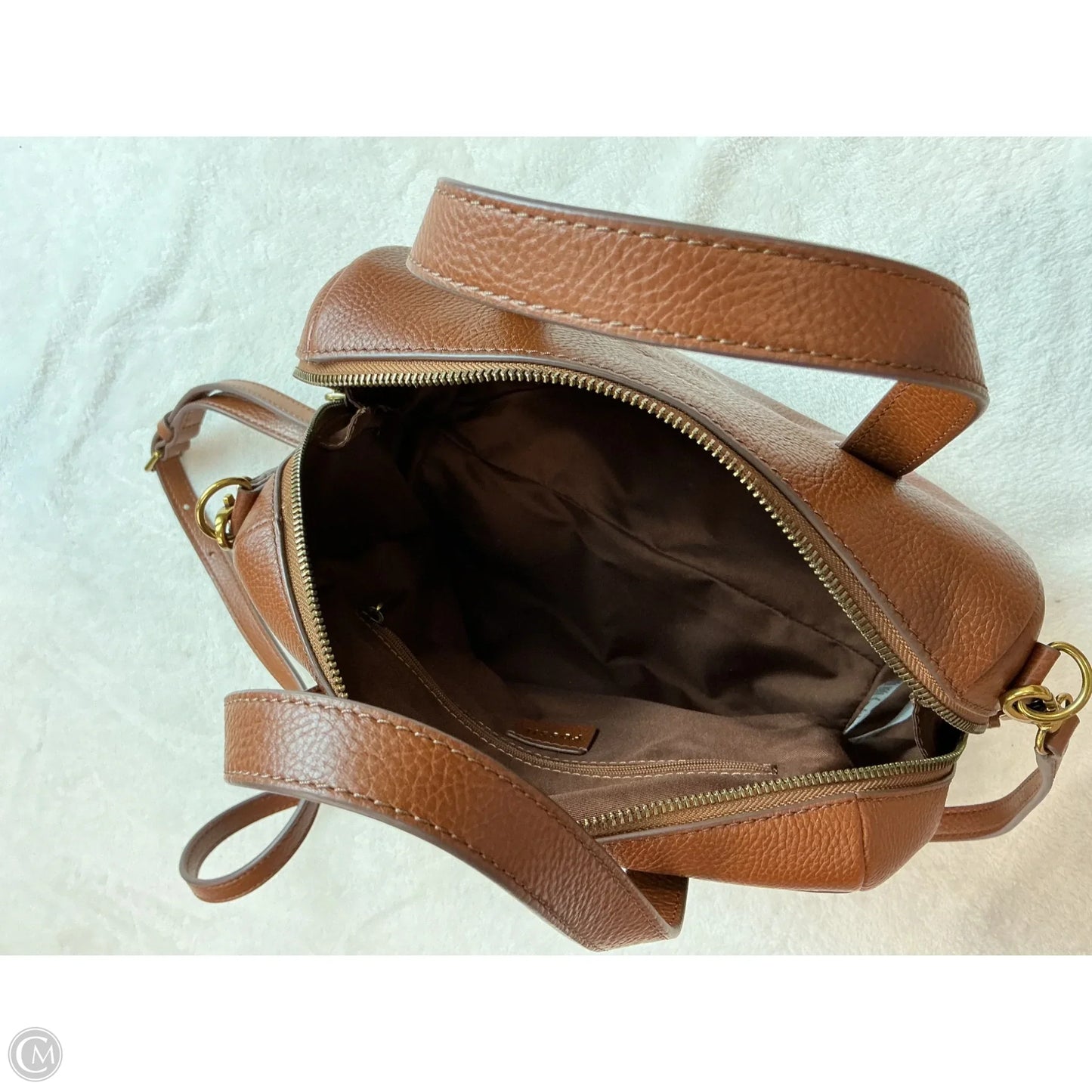 Handbag Leather By Fossil, Size: Medium