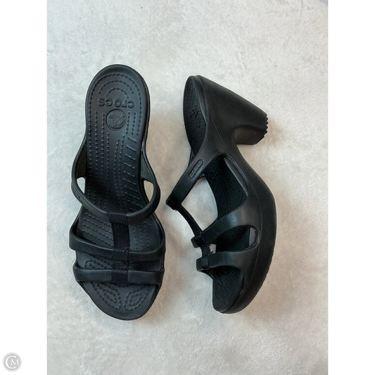 Sandals Heels Block By Crocs In Black, Size: 10