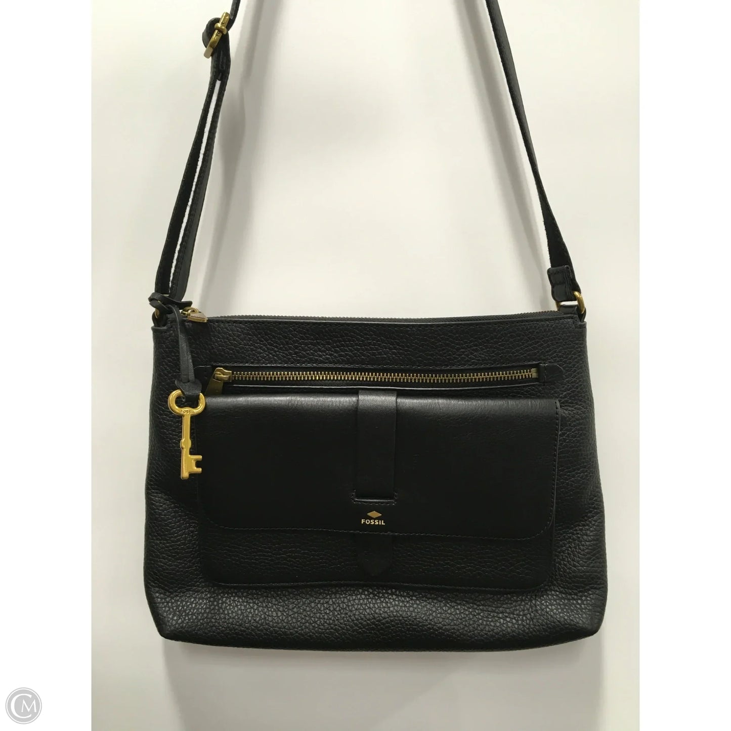Handbag Leather By Fossil, Size: Medium