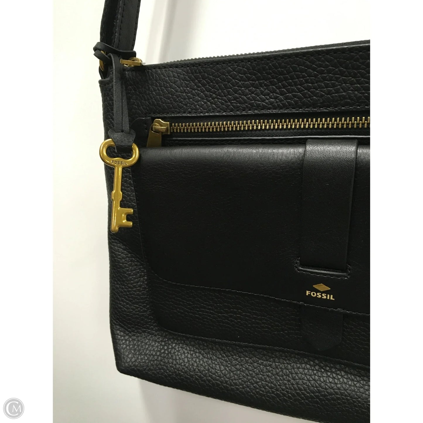 Handbag Leather By Fossil, Size: Medium