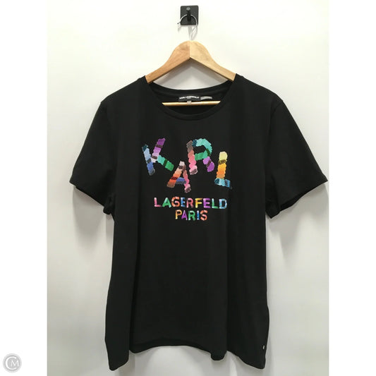 Top Short Sleeve Designer By Karl Lagerfeld In Black, Size: Xl