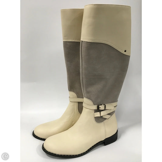 Boots Knee Flats By Milano In Cream & Grey, Size: 8.5