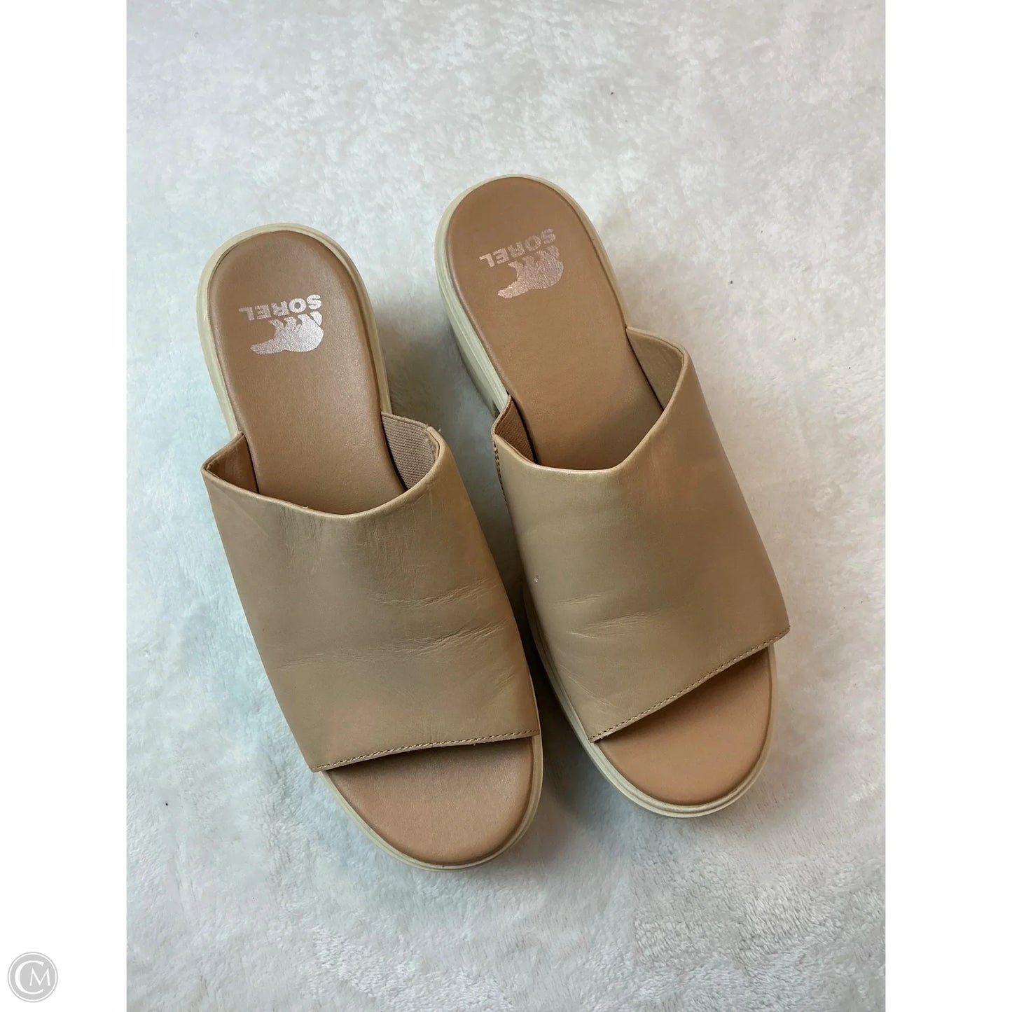 Sandals Heels Block By Sorel In Beige, Size: 8.5