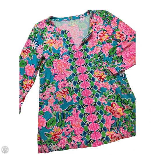 Top Long Sleeve Designer By Lilly Pulitzer In Blue & Pink, Size: S