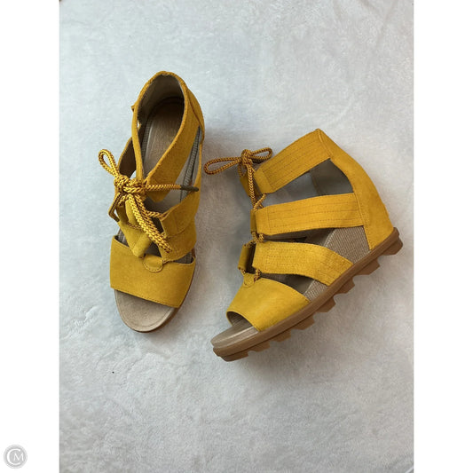 Sandals Heels Wedge By Sorel In Yellow, Size: 10